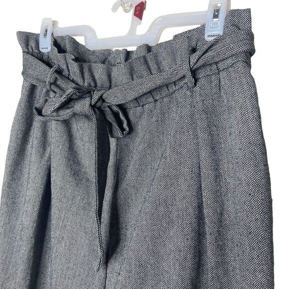 Eloquii Pants Size 18 Paperbag Herringbone Gray Black White High Rise - Picture 10 of 14